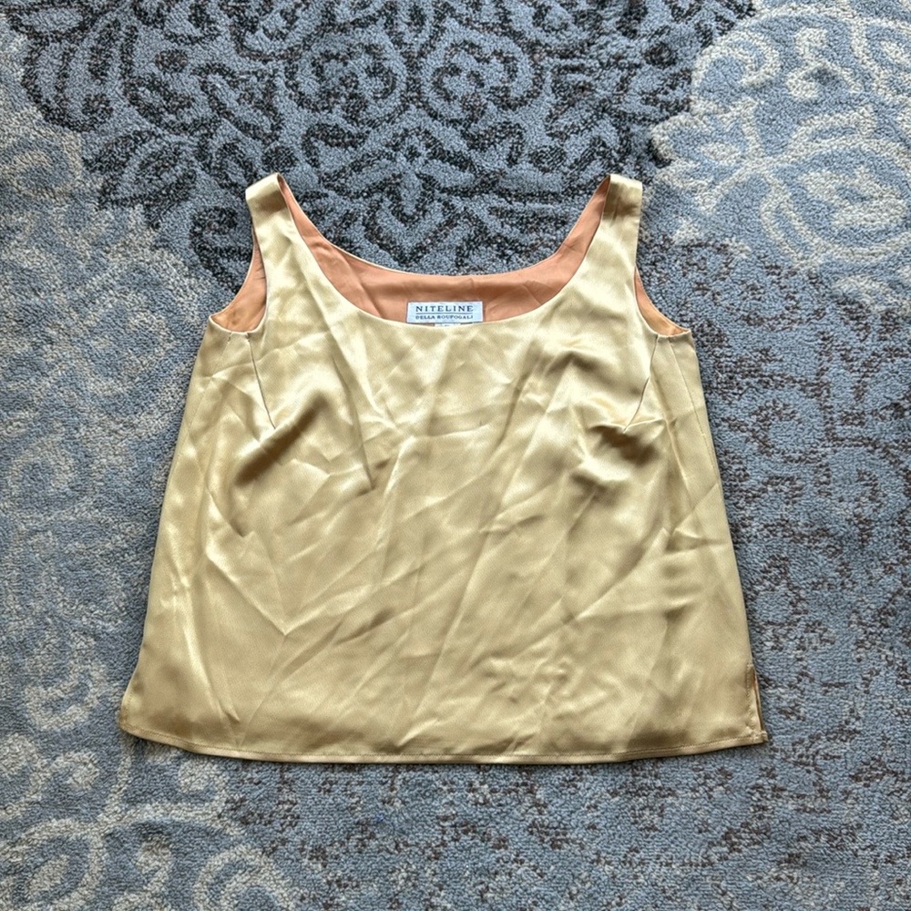 Vintage Niteline Della Roufagali Satin Tank Top Gold 16